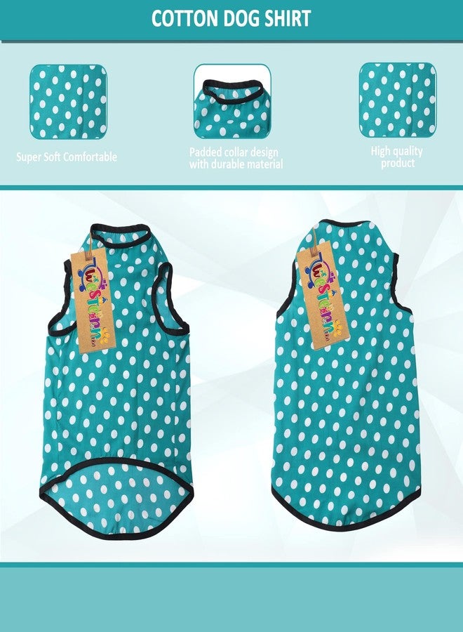 ويستيرن إرا تيشيرت قطني ناعم للكلاب بتصميم مستوحى من العصر الغربي | ملابس مريحة وجيدة التهوية للكلاب | طقم أنيق بدون أكمام للحيوانات الأليفة (مقاس متوسط - 16 بوصة، لون أزرق سماوي منقط) - Image 3